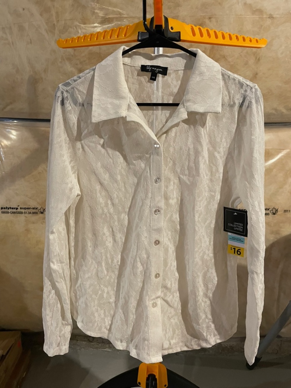 White Lace Button-Up Blouse